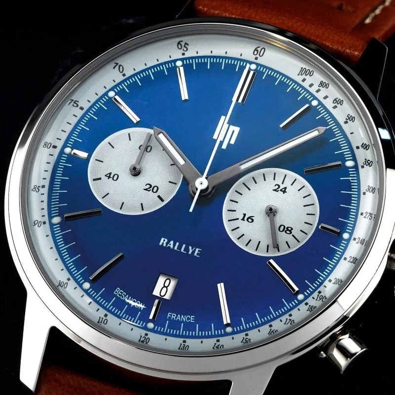 Montre LIP Rallye 38mm Chronographe Cadran Bleu