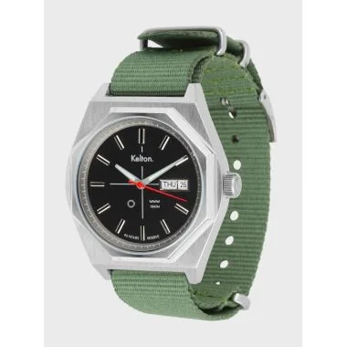 Profil Montre Kelton - Octogone - Vintage - Automatique - Nato Kaki Noir