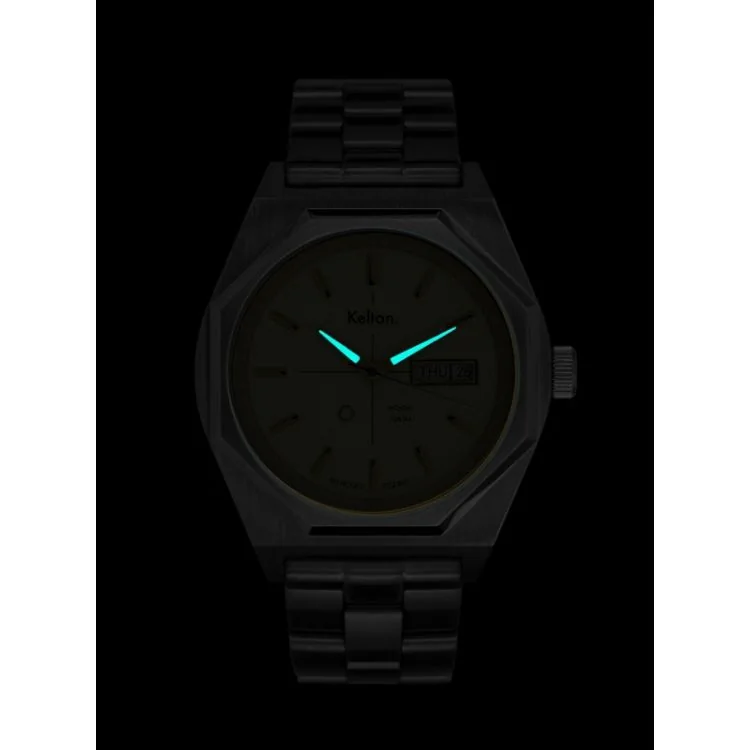 Nuit Montre Kelton - Octogone - Vintage - Automatique - Nato Champagne Noir