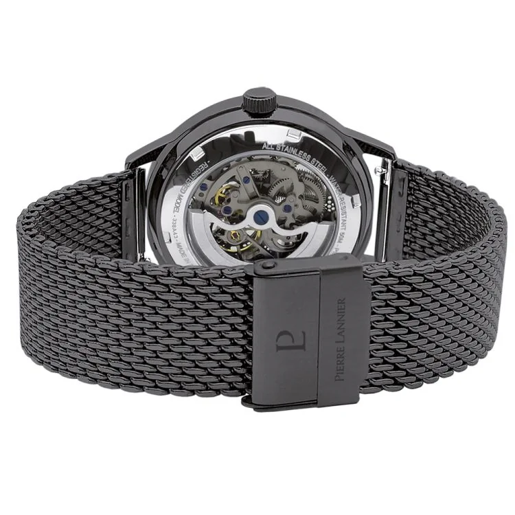 Dos Montre Pierre Lannier - Paddock - Automatique - Squelette - Maille Milanaise Rouge