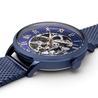 Profil Montre Pierre Lannier - Automatic - Squelette - Maille Milanaise Bleu