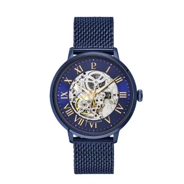 Montre Pierre Lannier - Automatic - Squelette - Maille Milanaise Bleu
