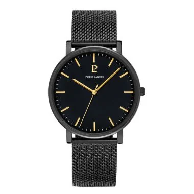 Montre Pierre Lannier - Essential - Cadran Noir - Maille Milanaise Noire