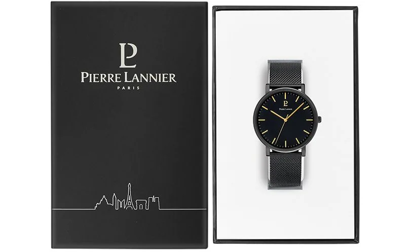Montre Femme Automatique Pierre Lannier Ref 314C988 - Noire Bracelet Milanais - Neuf Avec étiquettes