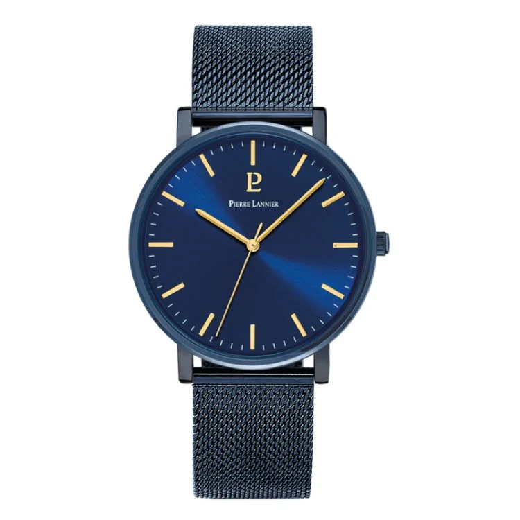 Montre Pierre Lannier - Essential - Cadran Bleu - Maille Milanaise Bleu