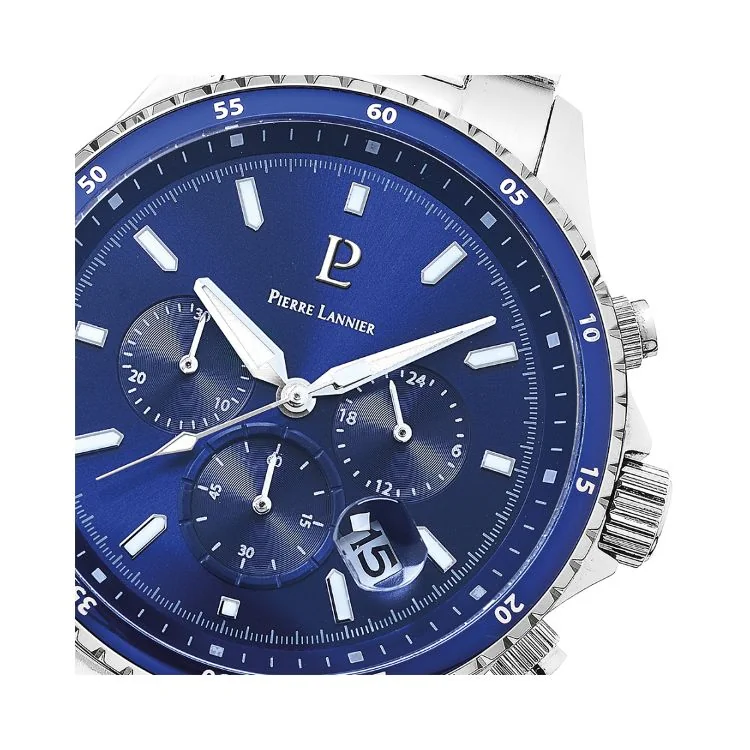 Cadran Montre Pierre Lannier - Cronos - Chronographe - Cadran Bleu