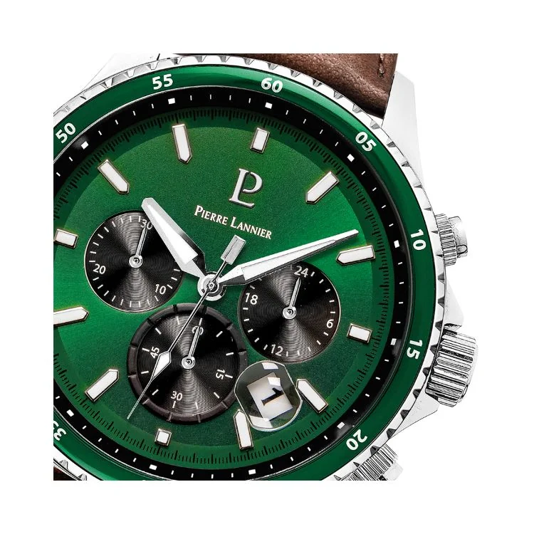 Cadran Montre Pierre Lannier - Cronos - Chronographe - Cadran Vert
