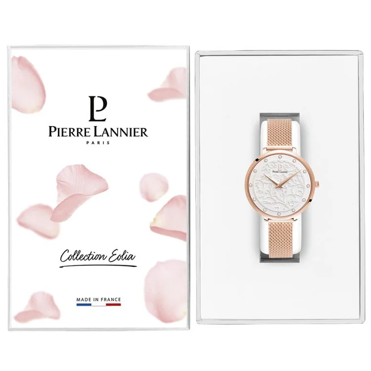 Coffret Montre Pierre Lannier - Eolia - Maille Milanaise Rose