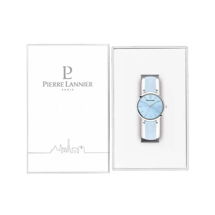 Coffret Montre Pierre Lannier - Chouquette - Minimaliste - Cuir Bleu