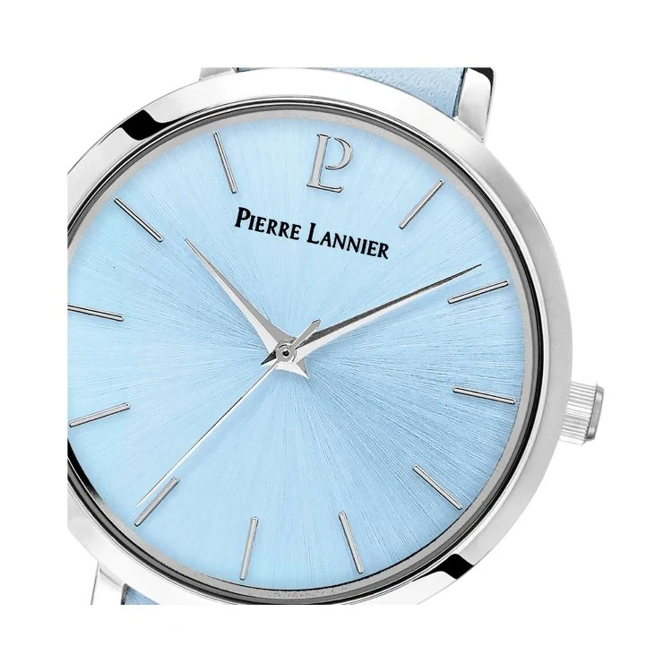 Cadran Montre Pierre Lannier - Chouquette - Minimaliste - Cuir Bleu