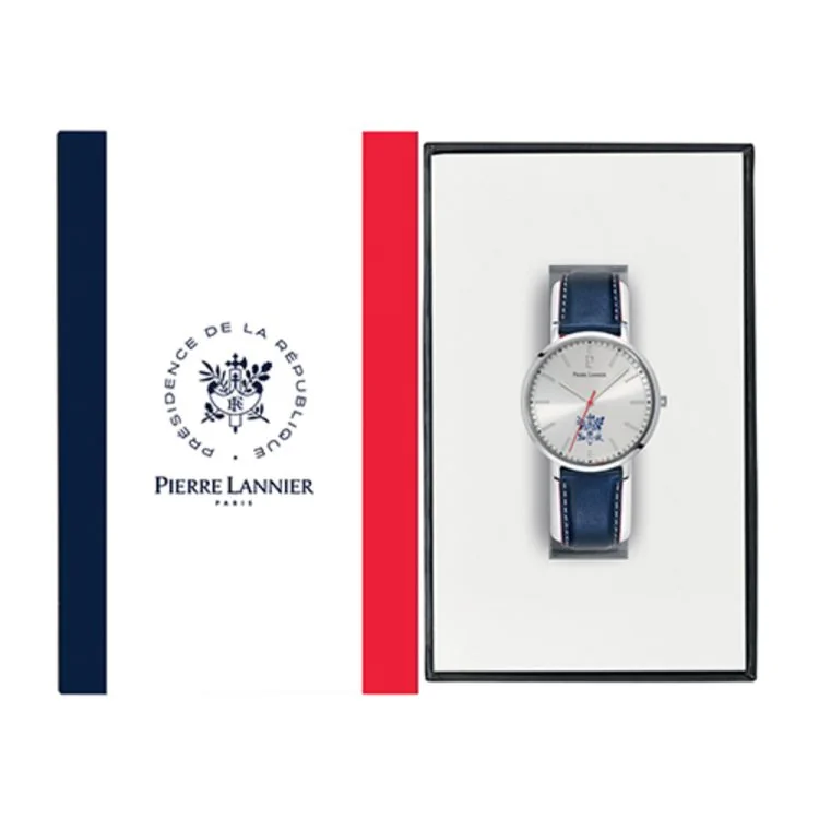 Coffret Montre Pierre Lannier - Elysée - Cuir Bleu