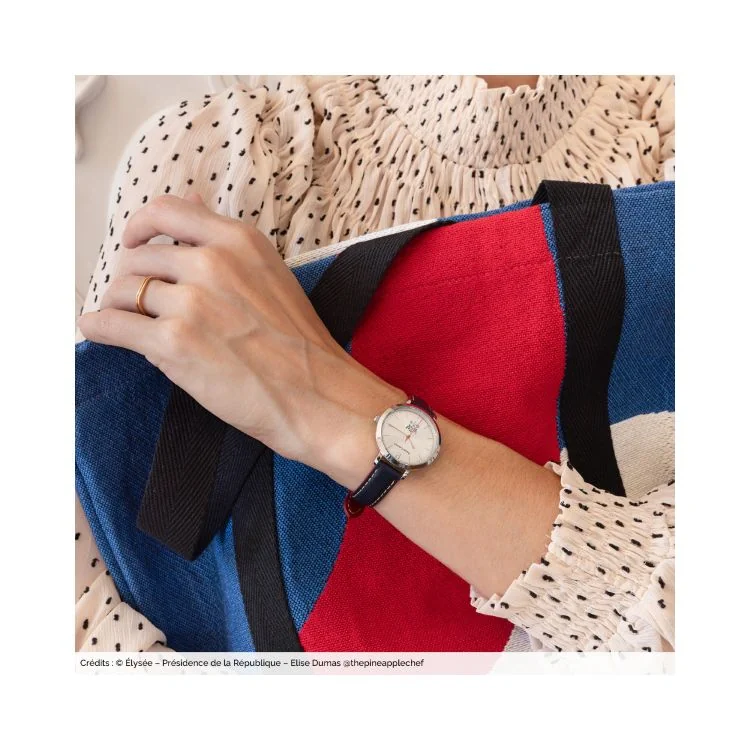 Portée Montre Pierre Lannier - Elysée - Femme - Cuir Bleu