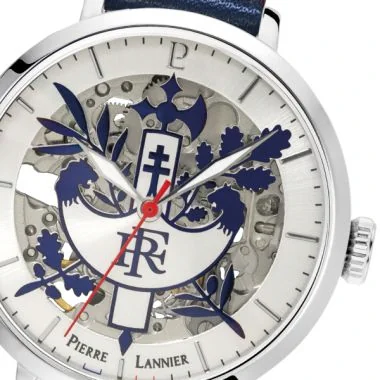 Cadran Montre Pierre Lannier - Elysée - Squelette - Automatique - Cuir Bleu