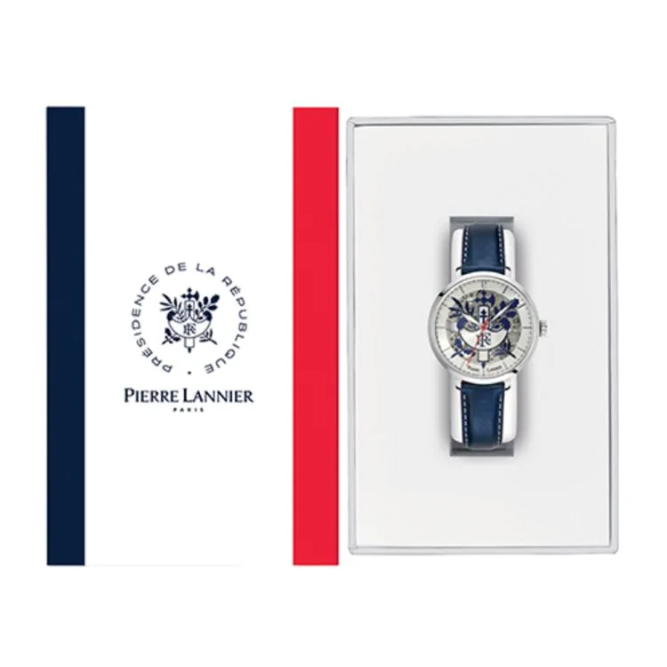 Coffret Montre Pierre Lannier - Elysée - Squelette - Automatique - Cuir Bleu