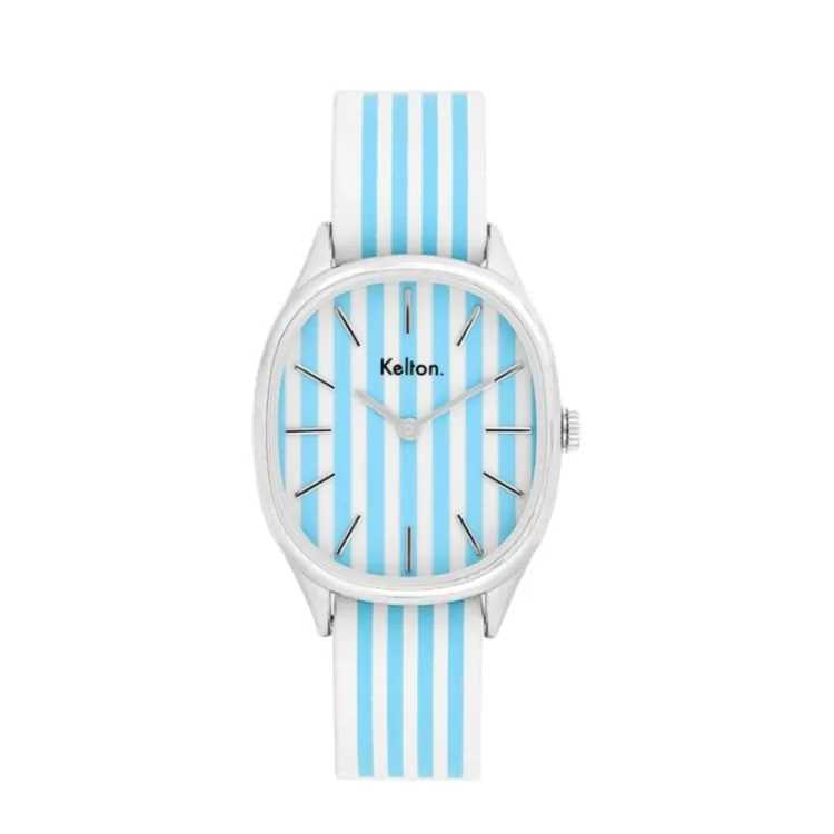 Montre Kelton - Colorama -  Seersucker - Rayée Bleu et Blanc