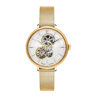 Montre Pierre Lannier - Mélodie - Automatique - Squelette - Maille Milanaise Doré