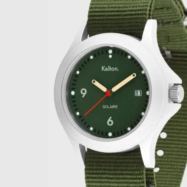 Cadran Montre Kelton - Solaire Soleil - Cadran Vert Bracelet Vert