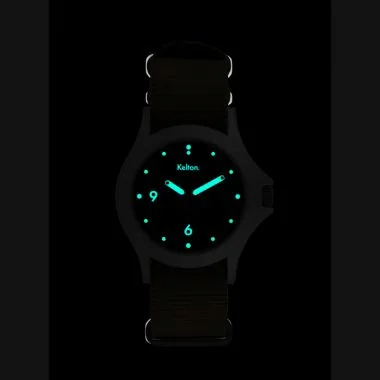 Nuit Montre Kelton - Solaire Soleil - Cadran Vert Bracelet Beige