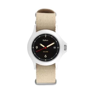 Montre Kelton - Solaire Soleil - Cadran Noir Bracelet Beige