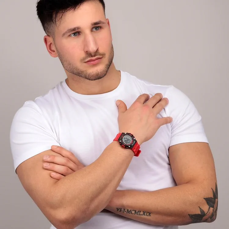 Portée Montre Sector - Ex-32 - Silicone Noir et Rouge - R3251544002