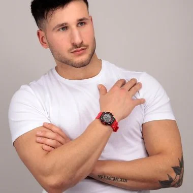 Portée Montre Sector - Ex-32 - Silicone Noir et Rouge - R3251544002