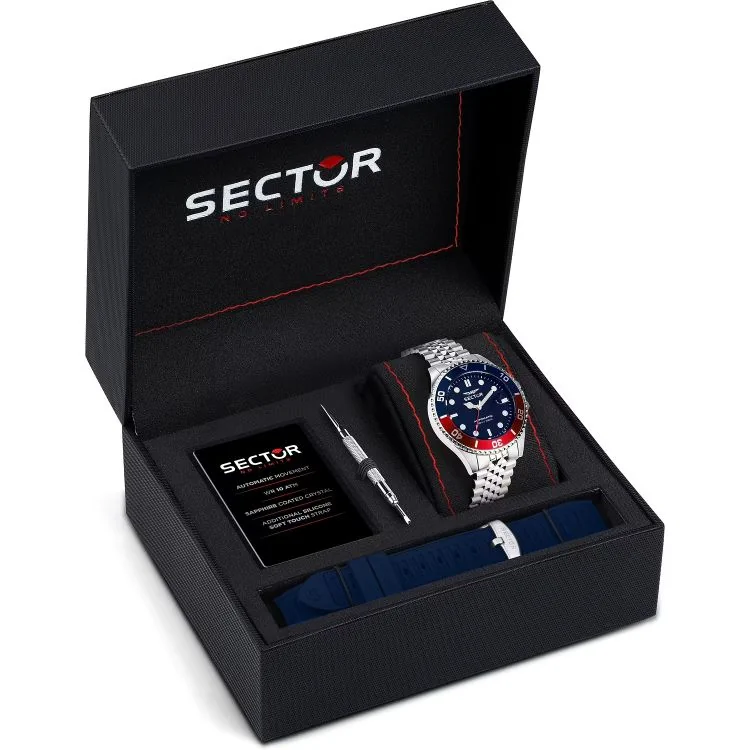 Packaging Coffret de Montre Sector - 230 - Automatique Dateur - Bleu et Rouge - R3223161018