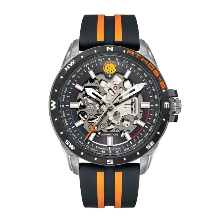 Montre Patrouille de France - Athos 5 - Silicone Noir et Orange
