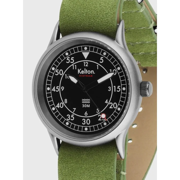 Cadran Vert Coffret de Montre - Kelton - Vietnam 2 - Bracelet Noir et Vert
