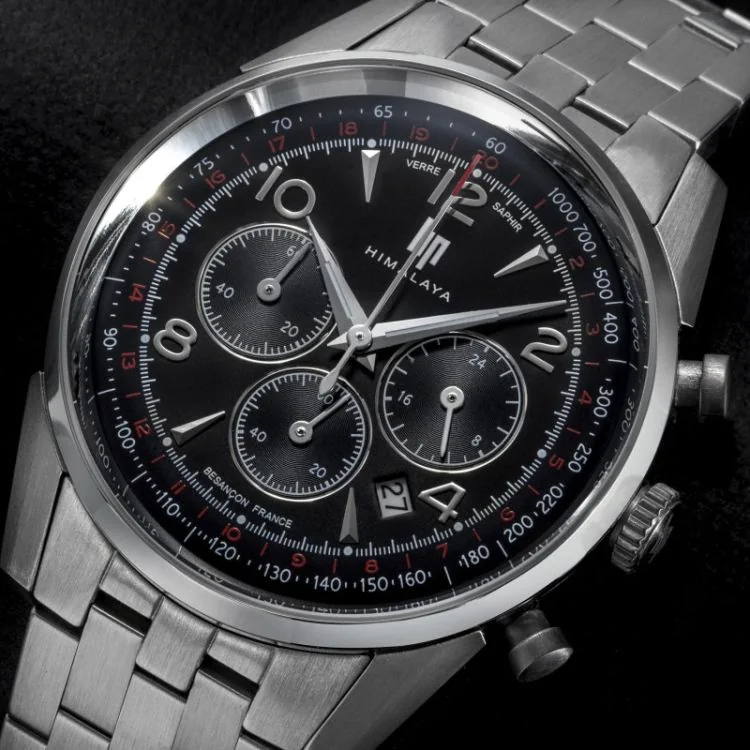 Cadran Montre LIP - Himalaya 40 mm - Chronographe - Acier Cadran Noir