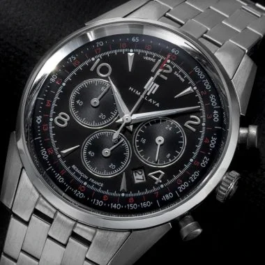 Cadran Montre LIP - Himalaya 40 mm - Chronographe - Acier Cadran Noir