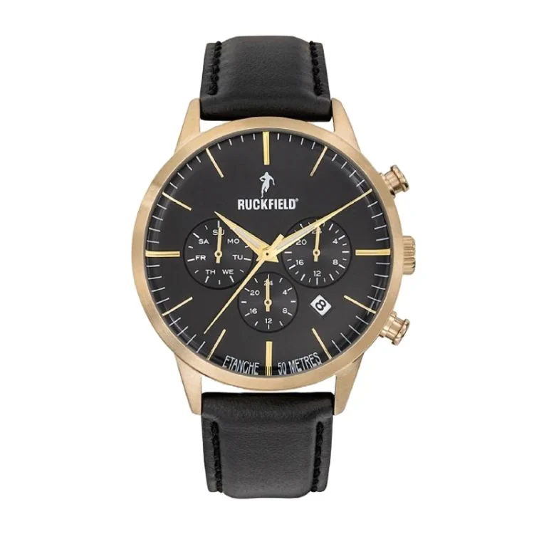 Montre Ruckfield - Rugby - Multifonctions - Noire et Doré