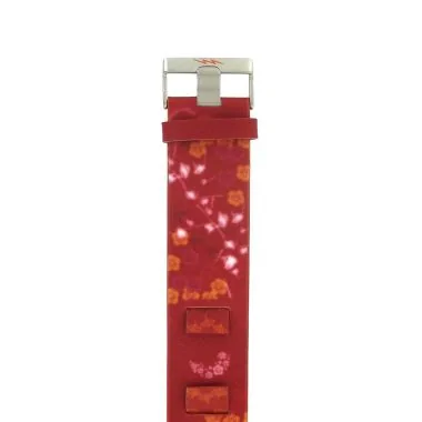 LIP - Bracelet de Montre LIP - Cuir Rouge à Motif Floraux - 14 mm