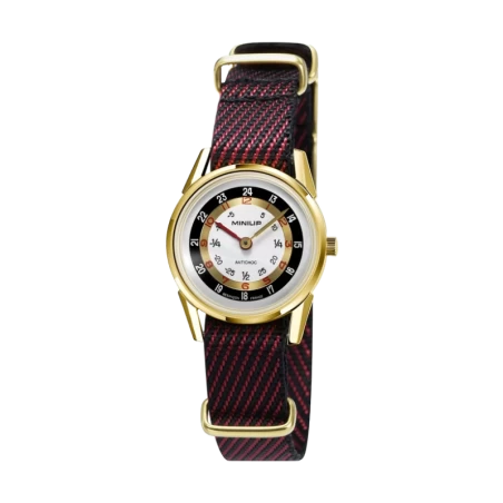 Montre LIP - Minilip - Nylon Noir et Rouge