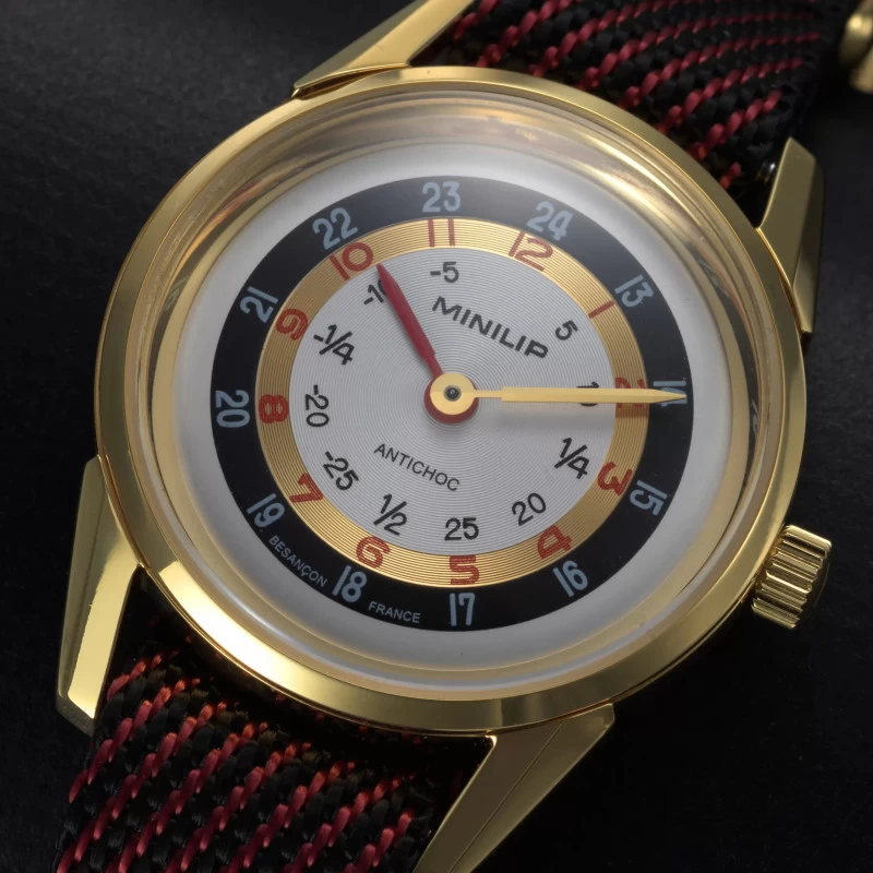 Cadran Montre LIP - Minilip - Nylon Noir et Rouge