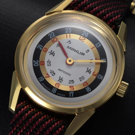 Cadran Montre LIP - Minilip - Nylon Noir et Rouge