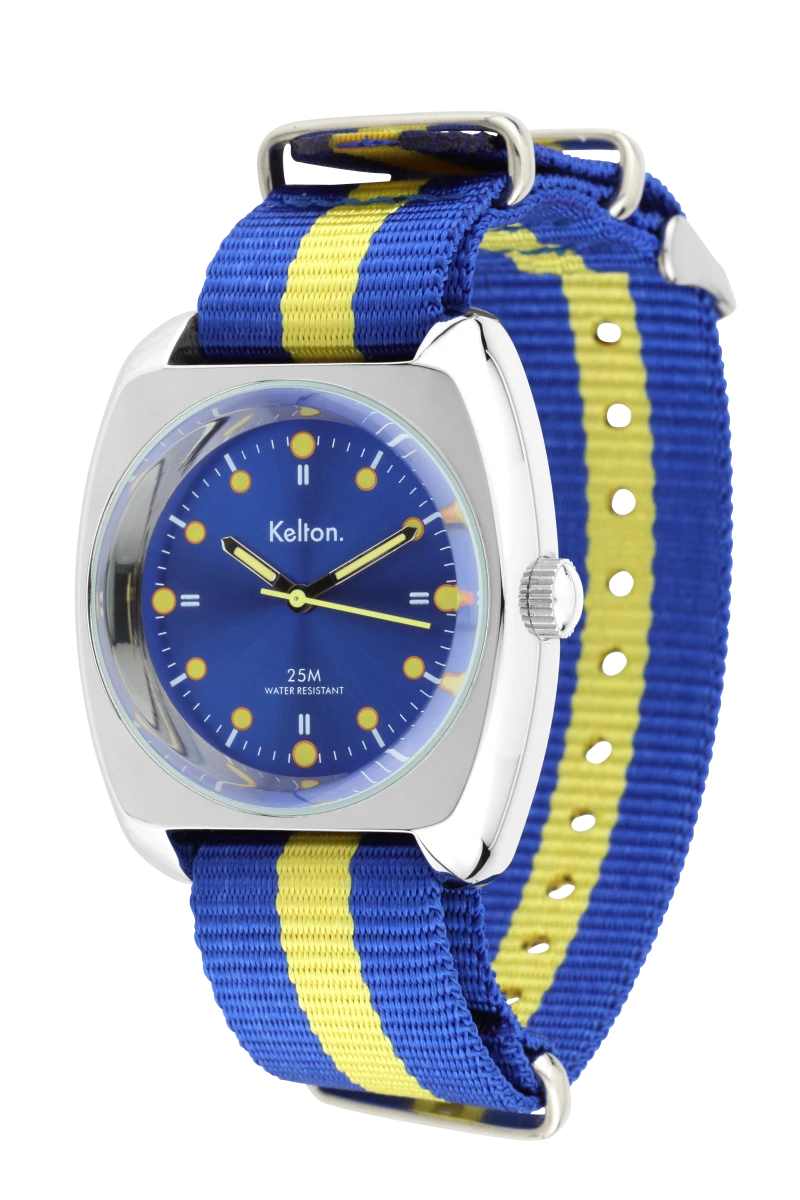 Profil Montre Kelton - RC2 - Nato Bleu et Jaune