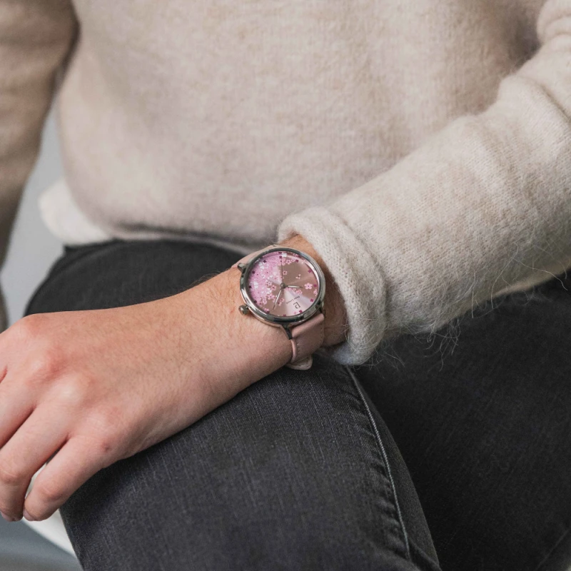Portée Montre Pierre Lannier - Tallia - Cadran à Fleurs Rose