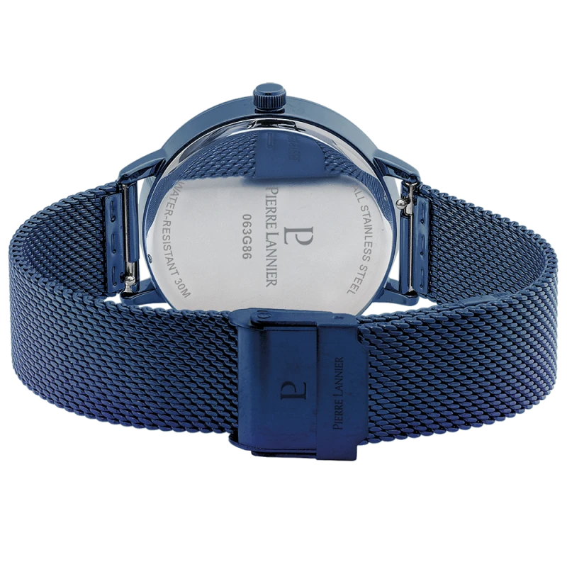 Dos Montre Pierre Lannier - Tallia - Cadran à Fleurs Bleu