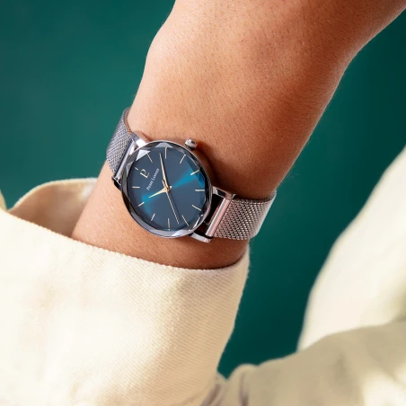 Portée Montre Pierre Lannier - Multiples - Maille Milanaise Argenté et Verte