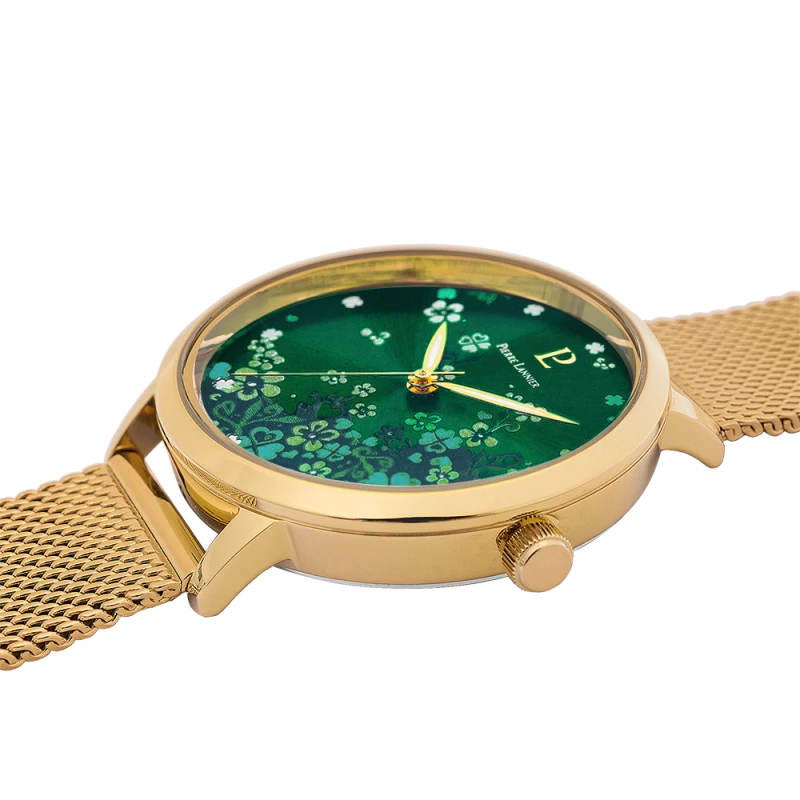 Cadran Montre Pierre Lannier - Tallia - Cadran à Fleurs Vert et Doré