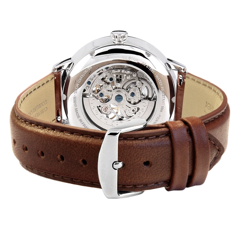 Dos Montre Pierre Lannier - Automatic - Squelette - Cuir Marron Cadran Vert