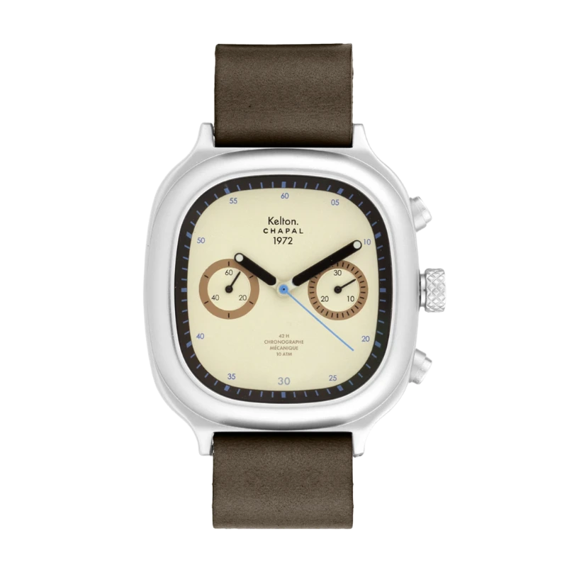 Kelton - Montre Kelton X Chapal 1972 - Chronographe Skysand - Cuir Taupe
