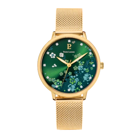 Montre Pierre Lannier - Tallia - Cadran à Fleurs Vert et Doré