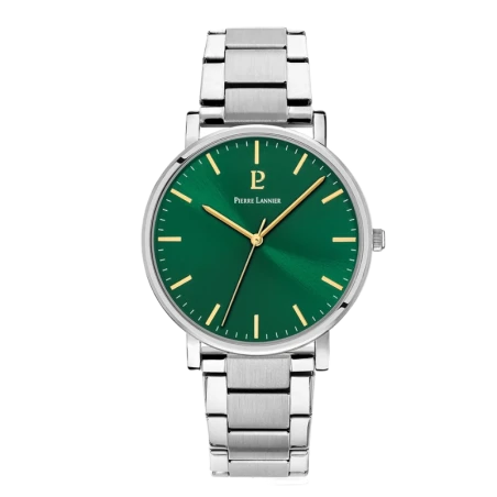 Montre Pierre Lannier - Essential - Cadran Vert - Acier Argent