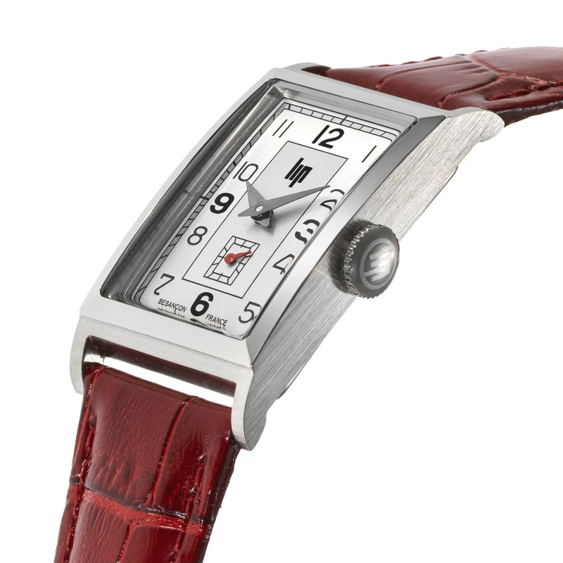 Profil Montre LIP - T18 Churchill - Trotteuse Excentrée - Cuir Façon Croco Rouge