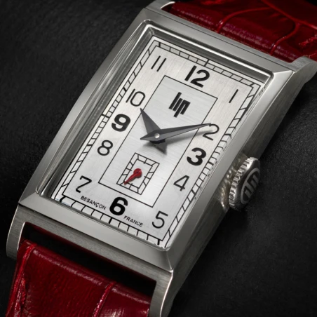 Cadran Montre LIP - T18 Churchill - Trotteuse Excentrée - Cuir Façon Croco Rouge