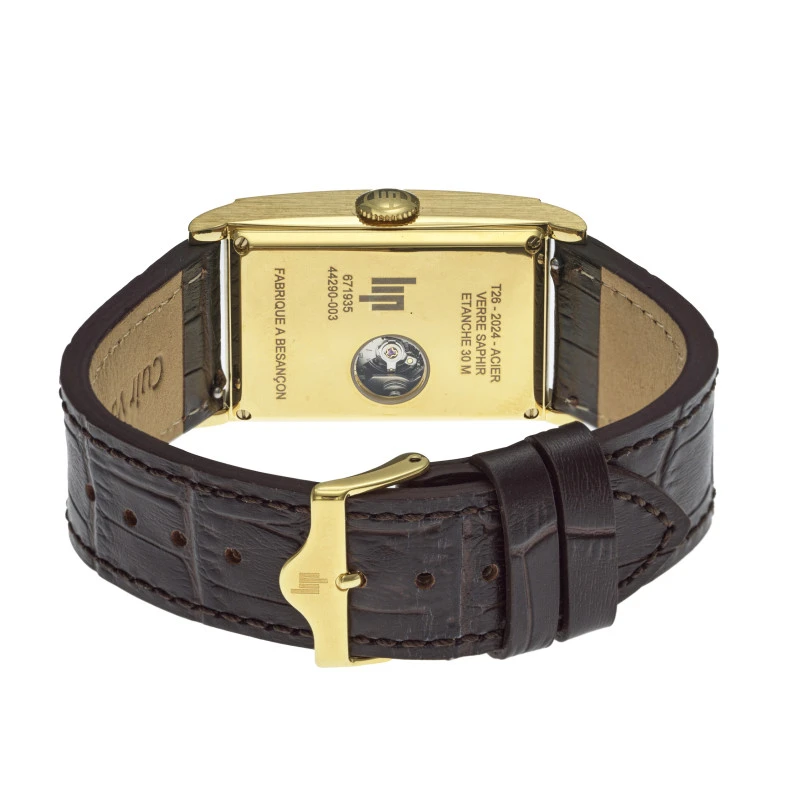Dos Montre LIP - Churchill T26 - Automatique - Dateur - Cuir Marron Façon Croco
