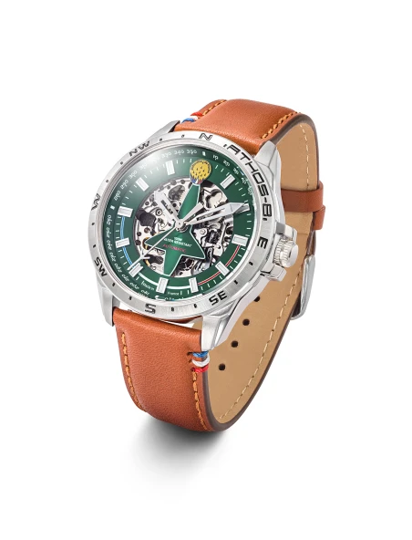 Entière Montre Patrouille de France - Athos 8 - Automatique - Cuir Marron Cadran Vert