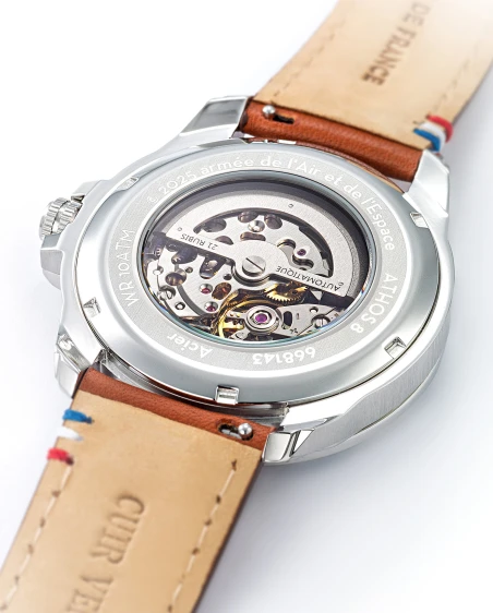 Dos Montre Patrouille de France - Athos 8 - Automatique - Cuir Marron Cadran Vert