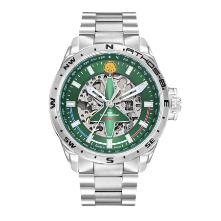 Montre Patrouille de France - Athos 8 - Automatique - Acier Argenté Cadran Vert
